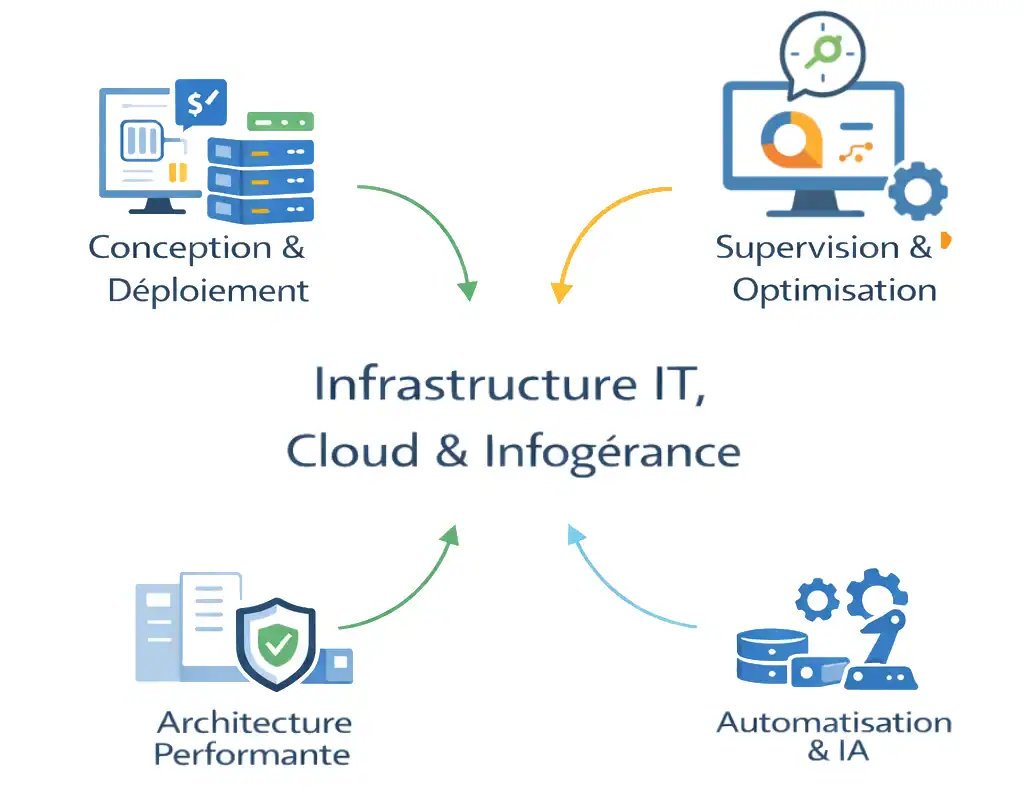 Infrastructure IT, Cloud & Infogérance IT infrastructure management, cloud solutions, and infogérance services for businesses.