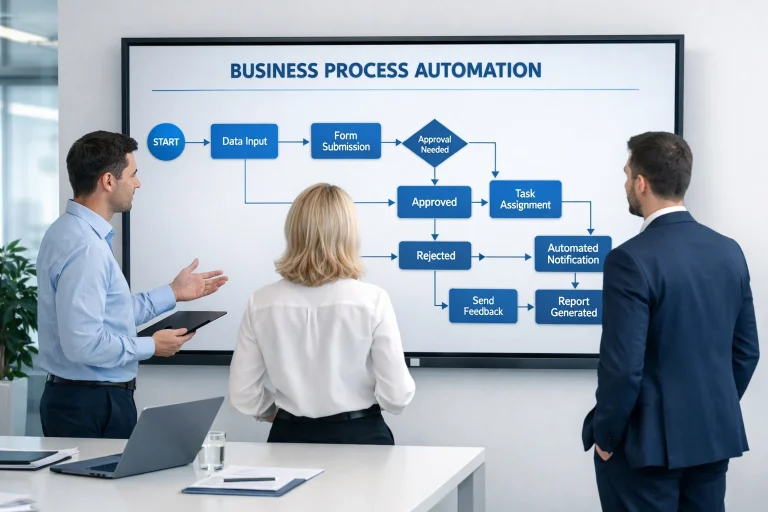Diagramme de processus BPM sur écran — automatisation workflow entreprise
